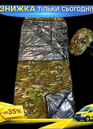 Спальний мішок військовий утеплювач tinsul-m підкладка omni-heat до -25°c 220х90 см мультикам ku-22