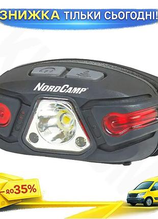 Ku ліхтар налобний nord universal fit camp 250lm 5w led із сенсором білий червоний для походів та акти uni2l_k