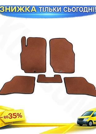 Килимки eva коричневі для nissan almera b10 classic 2006-2012 5шт модельні гумові килимки для салону ku-22
