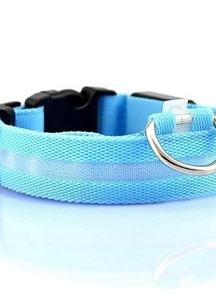 Світлодіодний led-нашийник usb світний для собак і котів blue xl