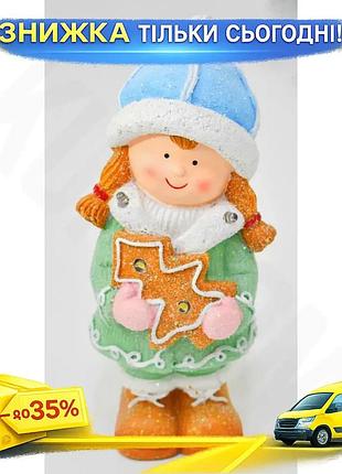 Ku новогодняя декоративная фигурка universal fit с подсветкой из фарфора 22 см девочка с пряничным дом uni2l_k