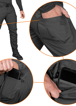 Ku брюки camotec герц universal fit rip-stop stretch черные для военных и силовых структур тактические uni2l_k 5