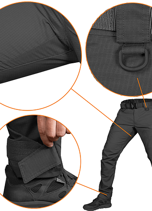 Ku брюки camotec герц universal fit rip-stop stretch черные для военных и силовых структур тактические uni2l_k 6