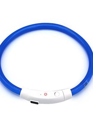 Світлодіодний led нашийник l-18 usb світний водовідштовхувальний для собак і котів blue m
