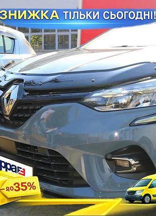 Дефлектор капота eurocap для renault clio v 2019-2025 мухобойка для защиты от насекомых и грязи ku-22