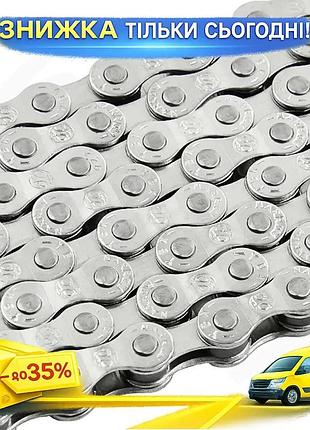 Ku цепь велосипедная grey's universal fit 6-7шв. серебряная 116 звеньев для шоссейного велосипеда тран uni2l_k