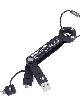 Ku брелок-адаптер troika walker universal fit usb microusb металлический красный зарядка и синхронизац uni2l_k 3