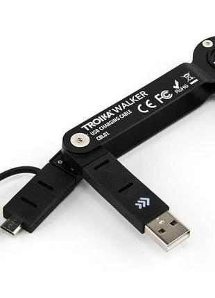 Ku брелок-адаптер troika walker universal fit usb microusb металлический красный зарядка и синхронизац uni2l_k 8