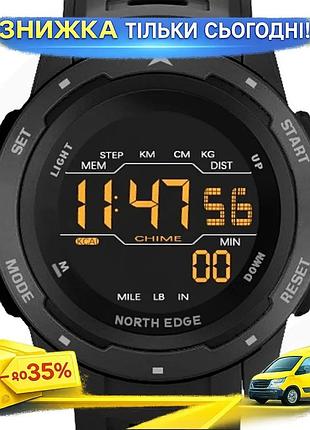 Часы north edge mars pro черный тактический с компасом альтиметром 5 атм кварцевый 44 мм каучуковый реме ku-22