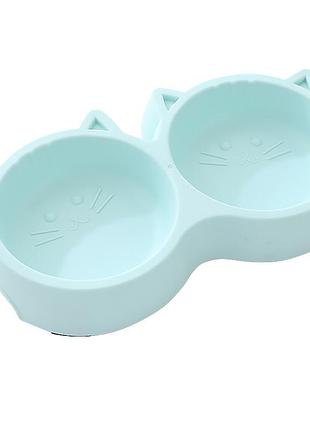 Миска для кошек taotaopets cat 123307 двойная пластиковая blue