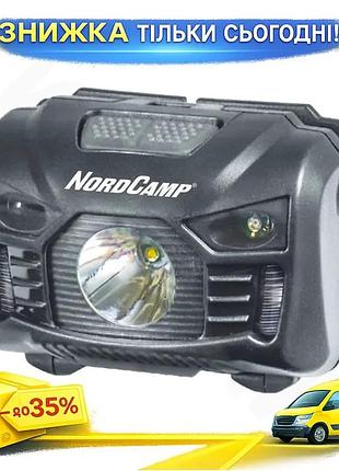 Ku ліхтар налобний nord universal fit camp 150lm 3w led із сенсором червоний білий для туристів та пох uni2l_k