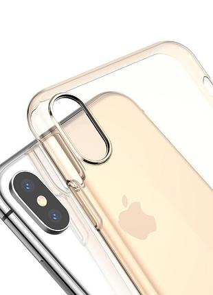 Ku чехол для iphone universal fit xs max baseus simplicity прозрачный золотой силиконовый защитный чех uni2l_k 5