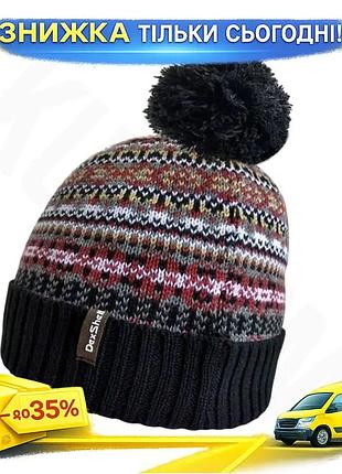 Водонепроникна шапка dexshell beanie fair isle бордова унісекс для активного відпочинку тепла шапка для ku-22