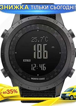 Ku часы мужские водостойкие universal fit тактические north edge с компасом черные армейские кварцевые uni2l_k