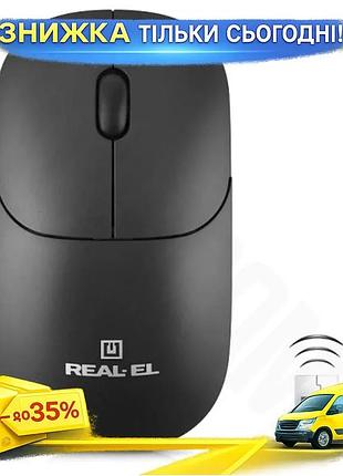 Ku беспроводная оптическая мышка universal fit real-el черная для пк с usb 1000 dpi эргономичная бесшу uni2l_k