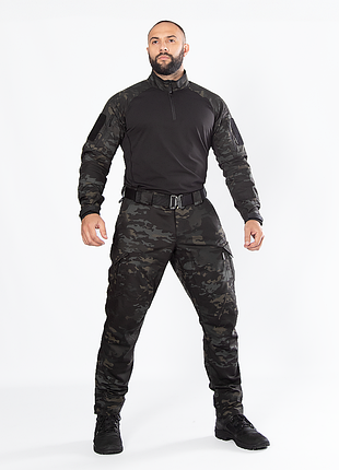 Ku боевая рубашка camotec universal fit raid черный мультикам тактическая рубашка для армии и военных uni2l_k 3