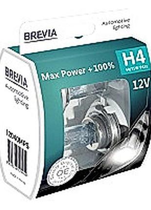 Лампа 12v h4 60/55w +100% max power brevia box-2шт 12040mps