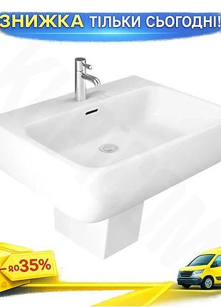 Ku раковина с полуножкой universal fit rak ceramics белая для ванной комнаты прямоугольная керамическа uni2l_k
