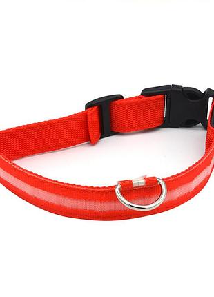 Світлодіодний led-нашийник usb світний для собак і котів red l