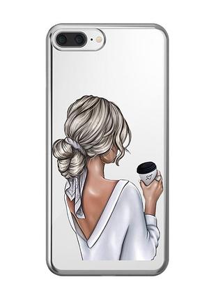 Прозорий чохол на iphone 7 plus/8 plus :: дівчина з латте (принт 227)