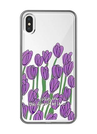 Прозрачный чехол на iphone xs max :: тюльпаны (принт 265)
