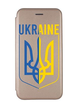 Чехол-книжка с рисунком для xiaomi redmi 9c/10a золотой :: тризуб (патриотический принт 254)