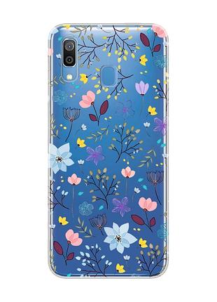 Прозрачный чехол на samsung galaxy a30 (2019)/a20 (2019) цветочный фон (принт 267)
