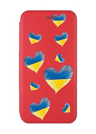 Чехол-книжка с рисунком для xiaomi redmi note 8 pro красный :: сердечка. украина (принт 258)