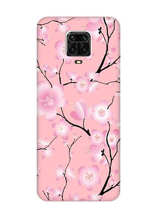 Матовий рожевий чохол на xiaomi redmi note 9 pro / 9s / 9 pro max :: квітуча сакура (принт 282)