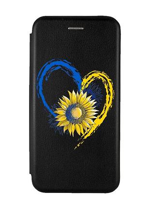 Чохол-книжка з малюнком для samsung galaxy a50 (2019) a505/a30s чорний :: серце з соняхом (принт 260)