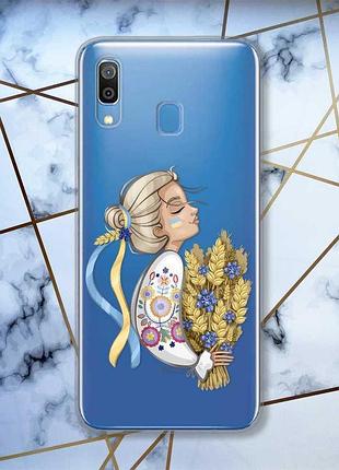 Прозорий чохол на samsung galaxy a30 (2019)/a20 (2019) українка з колосками (принт 173)