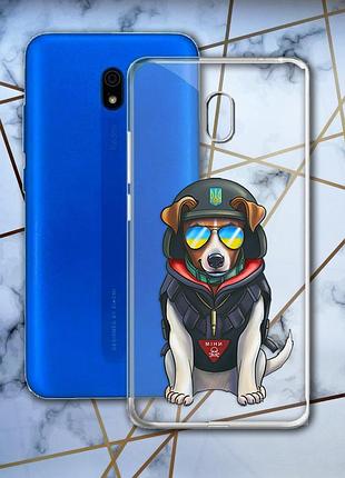 Прозрачный чехол на xiaomi redmi 8a патриотический дизайн пёс патрон принт 4