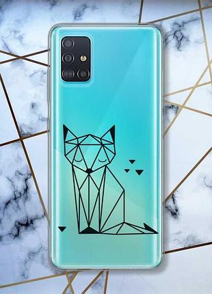 Прозорий чохол на samsung galaxy a51 лисиця (принт 126)