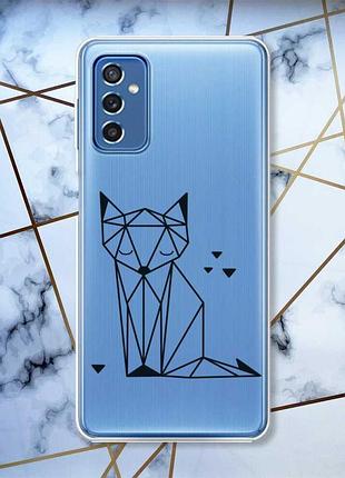 Прозрачный чехол на samsung galaxy m52 лиса (принт 126)