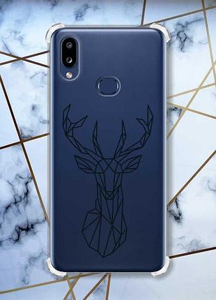 Чехол с утолщенными углами на samsung galaxy a10s/a107 олень (принт 128)