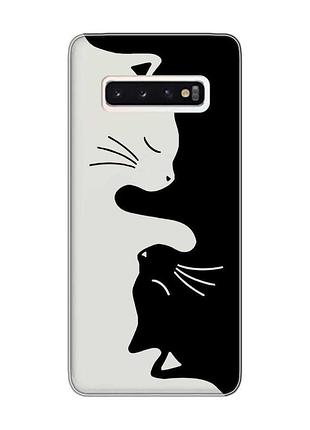 Прозрачный чехол на samsung galaxy s10 кошечки (принт 118)