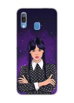 Чохол для samsung galaxy a30 (2019)/a20 (2019) дівчина з косичками. венздей (принт 208)