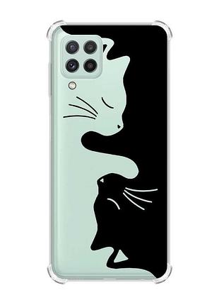 Чохол з потовщеними кутами на samsung galaxy a22 4g/m32/m22 котики (принт 118)