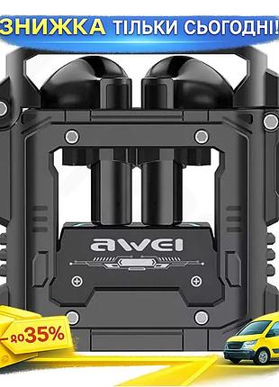 Ku бездротові навушники awei universal fit bluetooth 5.3 чорні вкладки для музики та дзвінків гарнітур uni2l_k