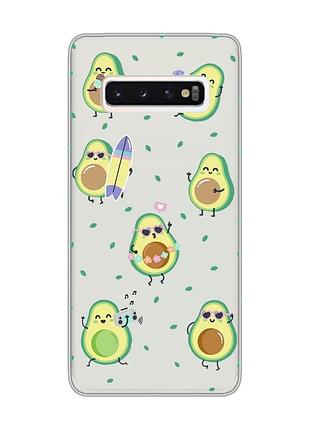 Прозрачный чехол на samsung galaxy s10 :: авокадо на отдыхе (принт 302)