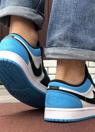 Мужские кроссовки nike air jordan 1 low синие с белым и черным5 фото