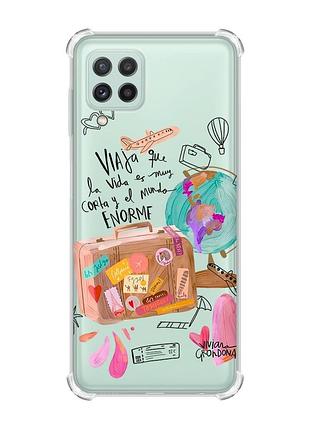 Чохол з потовщеними кутами на samsung galaxy a22 4g/m32/m22 :: настрій подорожувати (принт 329)