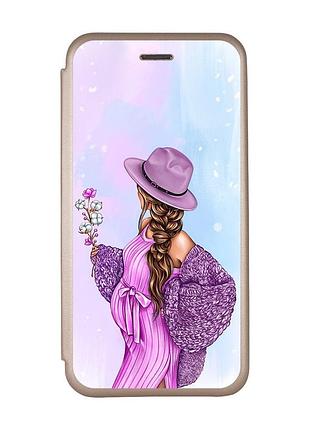 Чехол-книжка с рисунком для samsung galaxy a03/a035 золотой; в ожидании девочки (принт 223)
