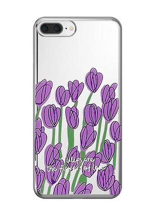 Прозрачный чехол на iphone 7 plus/8 plus :: тюльпаны (принт 265)