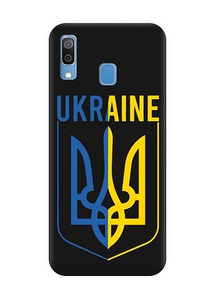 Матовый черный чехол на samsung galaxy a30 (2019)/a20 (2019) тризуб (принт 254)