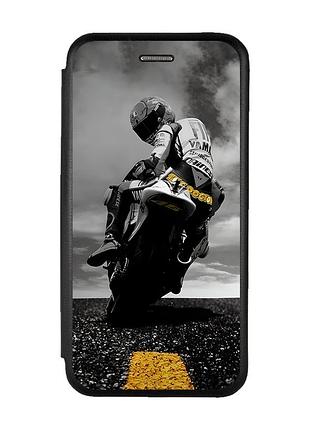 Чохол-книжка з малюнком для xiaomi redmi note 9 pro/9s/9 pro max чорний :: мото (принт 69)