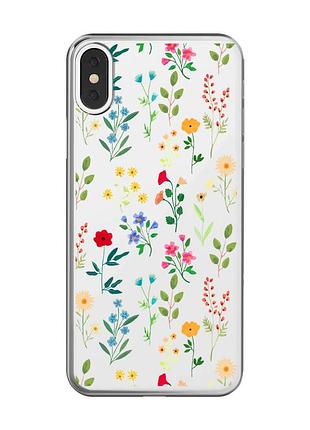 Прозорий чохол на iphone x / xs :: квітковий фон (принт 269)