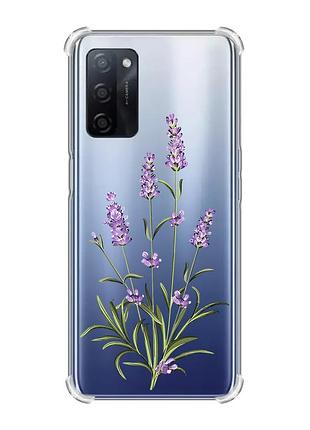 Чехол с утолщёнными углами для oppo a55 :: веточки лаванды (принт 266)