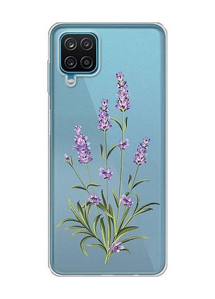 Прозрачный чехол на samsung a12 4g :: веточки лаванды (принт 266)