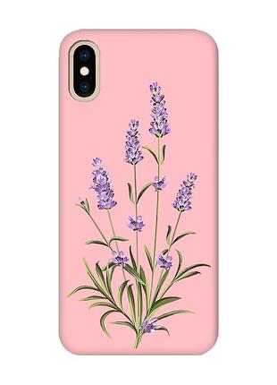 Матовый розовый чехол на iphone xs max :: веточки лаванды (принт 266)